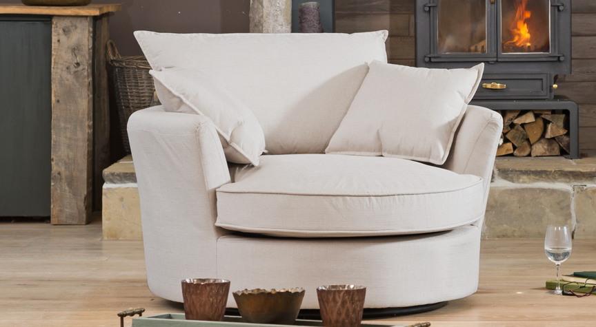 Cream leather outlet cuddle chair